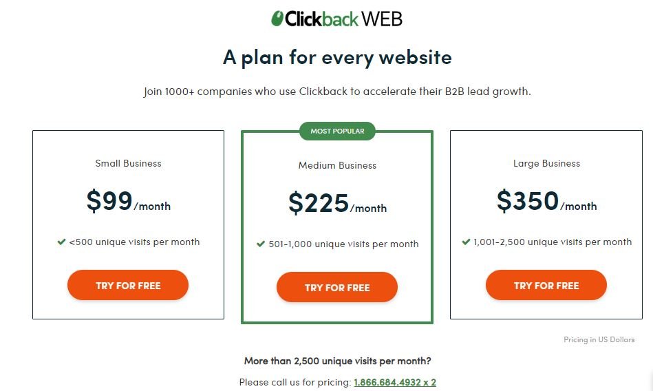 clickback web pricing
